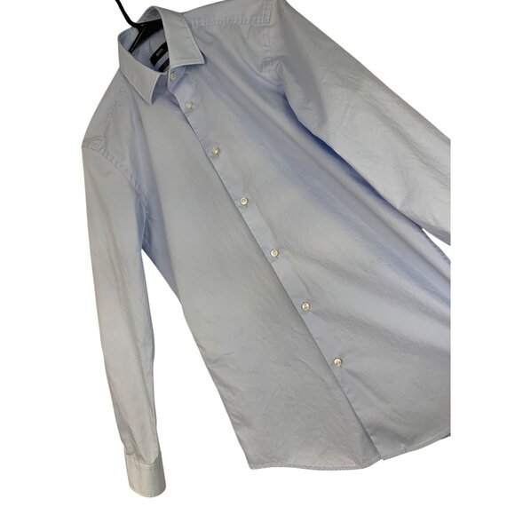 Hugo Boss Mens Slim Fit Light Blue Dress Shirt 14.5" Neck Cotton RY10365 - Picture 1 of 11